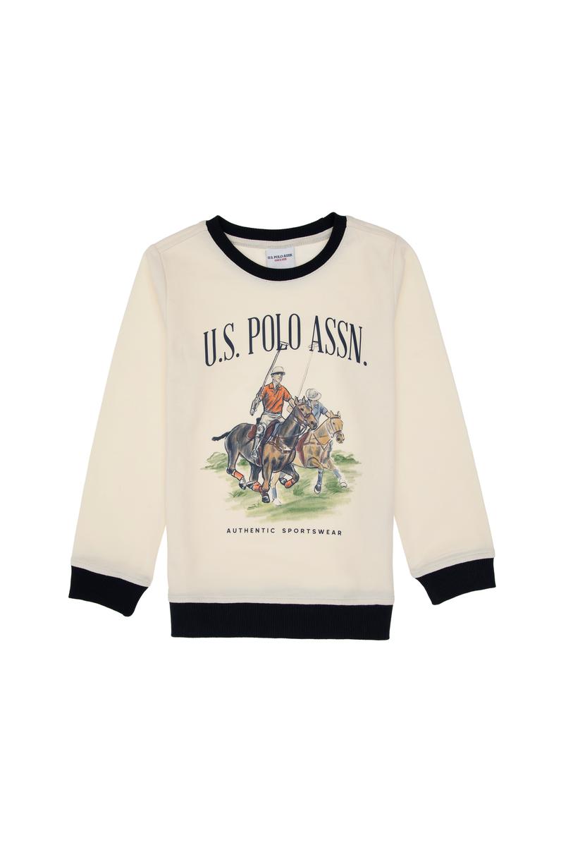 Erkek Çocuk Krem Bisiklet Yaka Sweatshirt