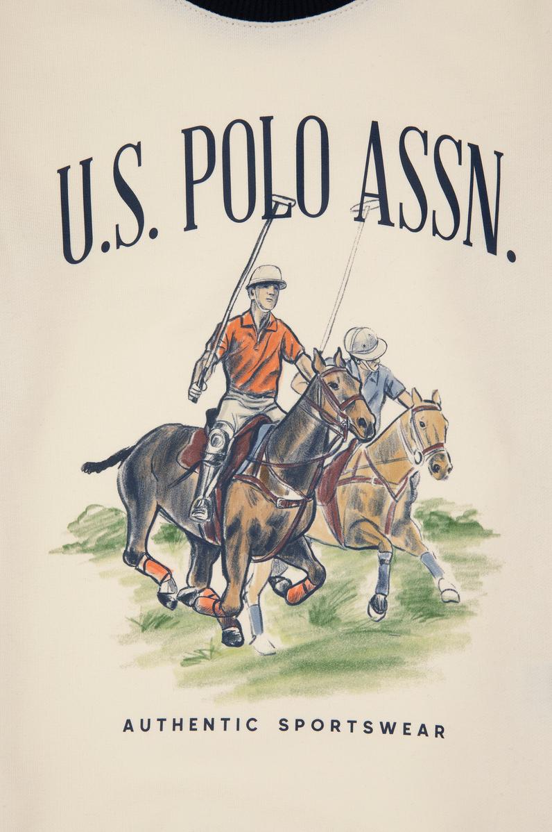 Erkek Çocuk Krem Bisiklet Yaka Sweatshirt