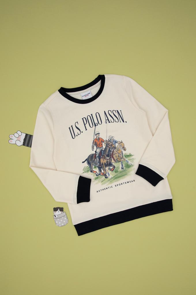 Erkek Çocuk Krem Bisiklet Yaka Sweatshirt