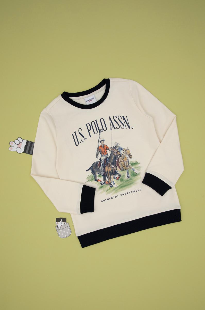 Erkek Çocuk Krem Bisiklet Yaka Sweatshirt