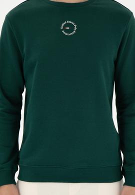 Erkek Regular Fit Bisiklet Yaka Koyu Yeşil Sweatshirt - 50293436047