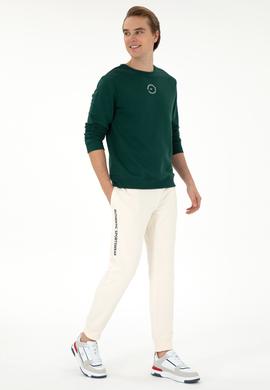 Erkek Regular Fit Bisiklet Yaka Koyu Yeşil Sweatshirt - 50293436047