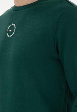 Erkek Regular Fit Bisiklet Yaka Koyu Yeşil Sweatshirt - 50293436047