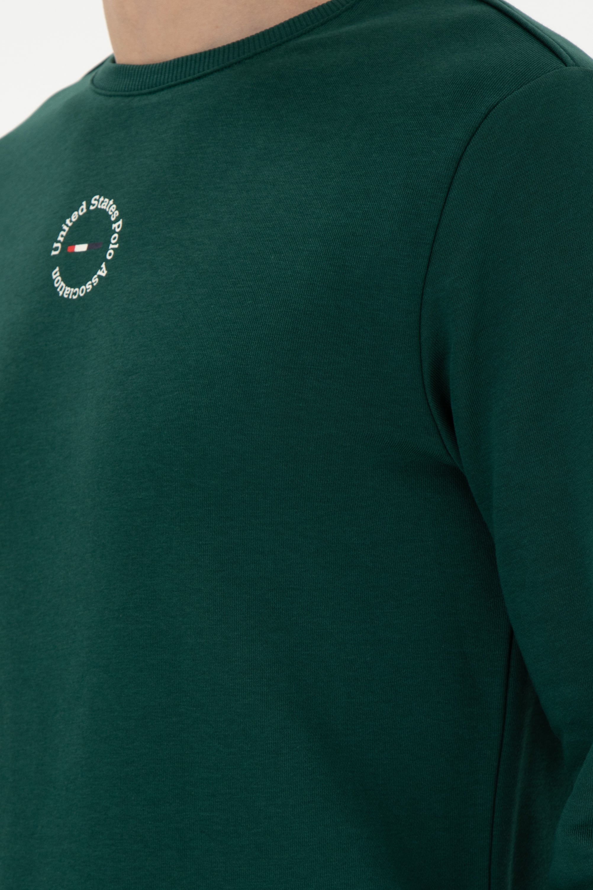 Erkek Regular Fit Bisiklet Yaka Koyu Yeşil Sweatshirt
