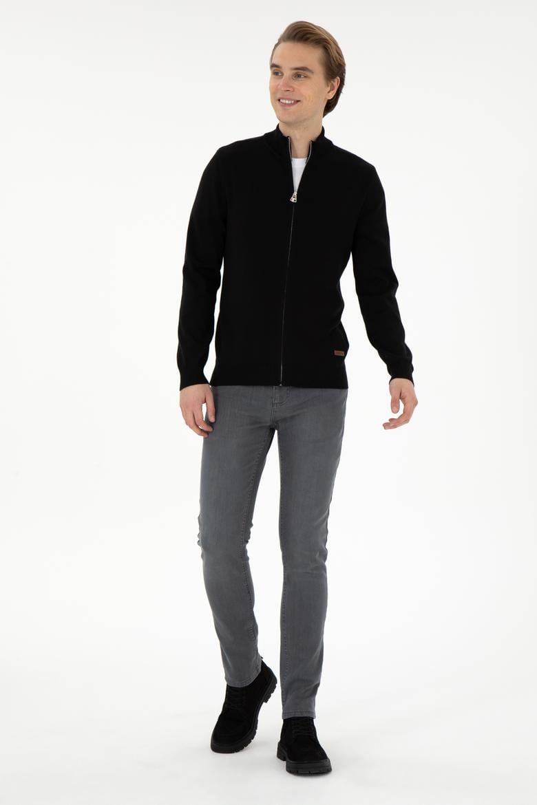 Erkek Siyah Basic Triko Hırka - 50298268026