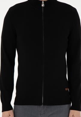 Erkek Siyah Basic Triko Hırka - 50298268026