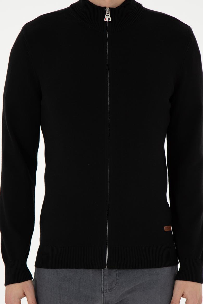 Erkek Siyah Basic Triko Hırka - 50298268026