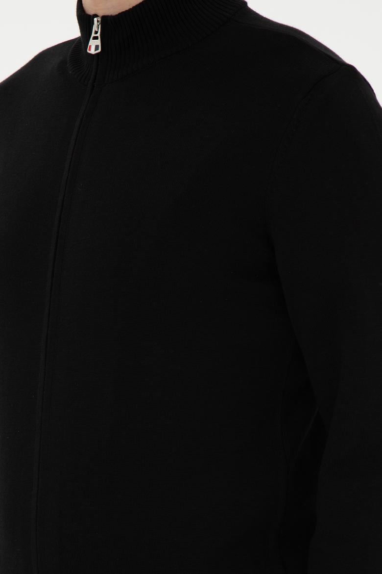 Erkek Siyah Basic Triko Hırka - 50298268026