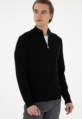 Erkek Siyah Basic Triko Hırka - 50298268026