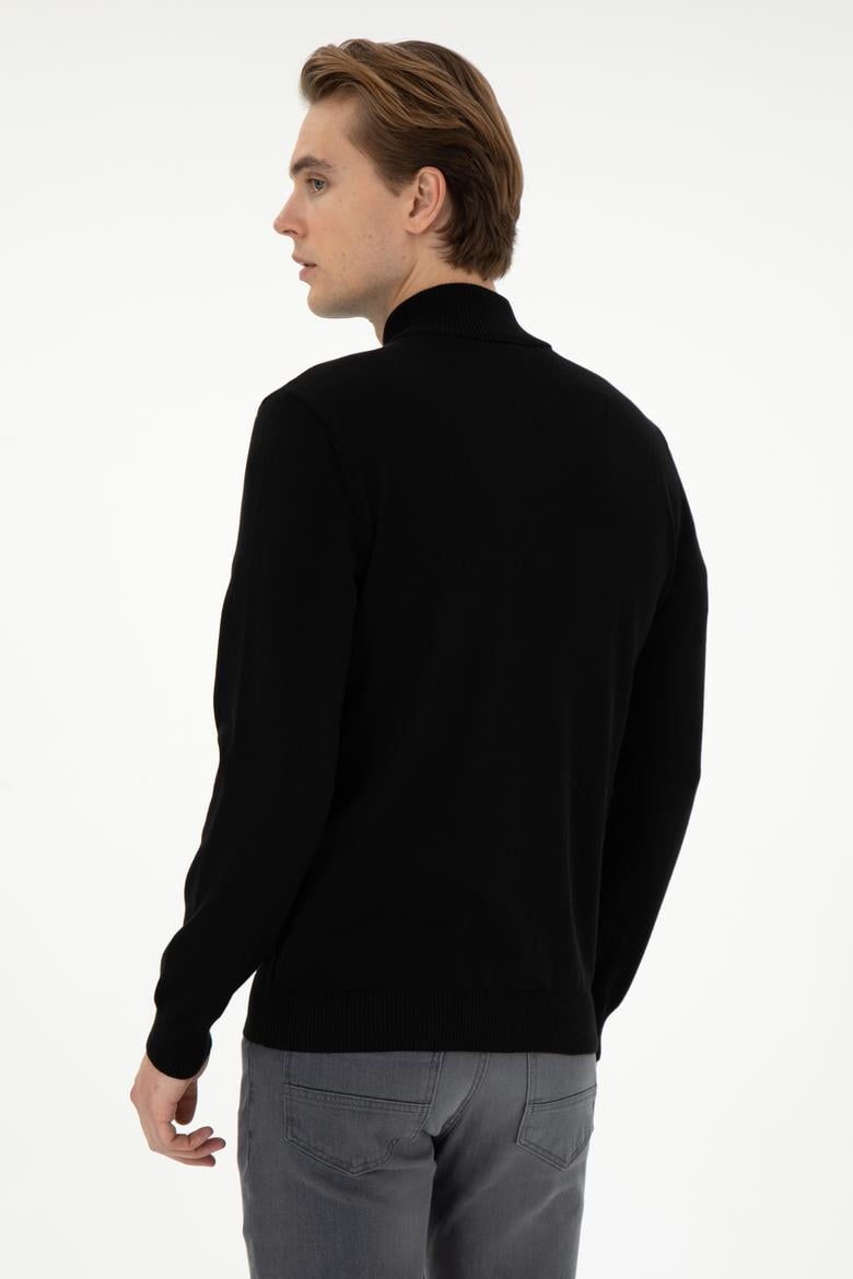 Erkek Siyah Basic Triko Hırka - 50298268026