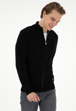 Erkek Siyah Basic Triko Hırka - 50298268026