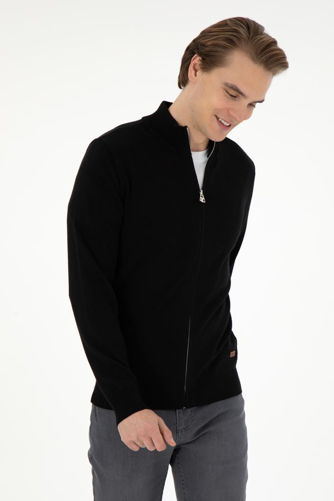 Erkek Siyah Basic Triko Hırka