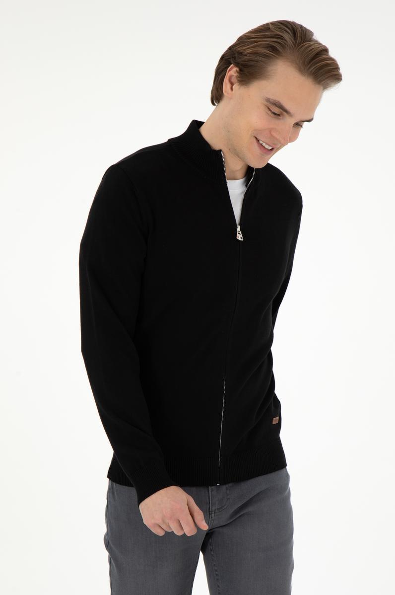 Erkek Siyah Basic Triko Hırka