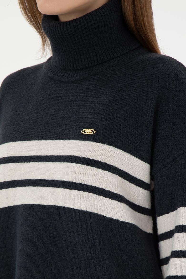 Kadın Lacivert Boğazlı Kazak - 50297109007