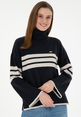 Kadın Lacivert Boğazlı Kazak - 50297109007