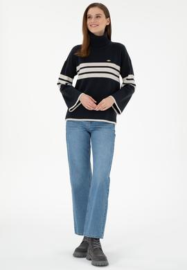 Kadın Lacivert Boğazlı Kazak - 50297109007