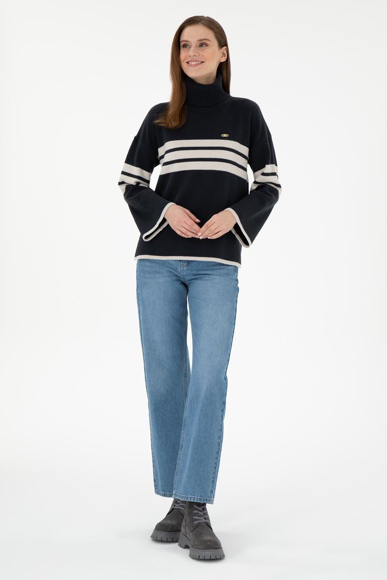 Kadın Lacivert Boğazlı Kazak - 50297109007