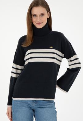 Kadın Lacivert Boğazlı Kazak - 50297109007