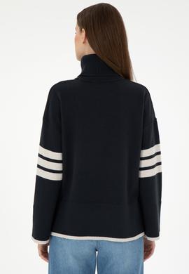 Kadın Lacivert Boğazlı Kazak - 50297109007