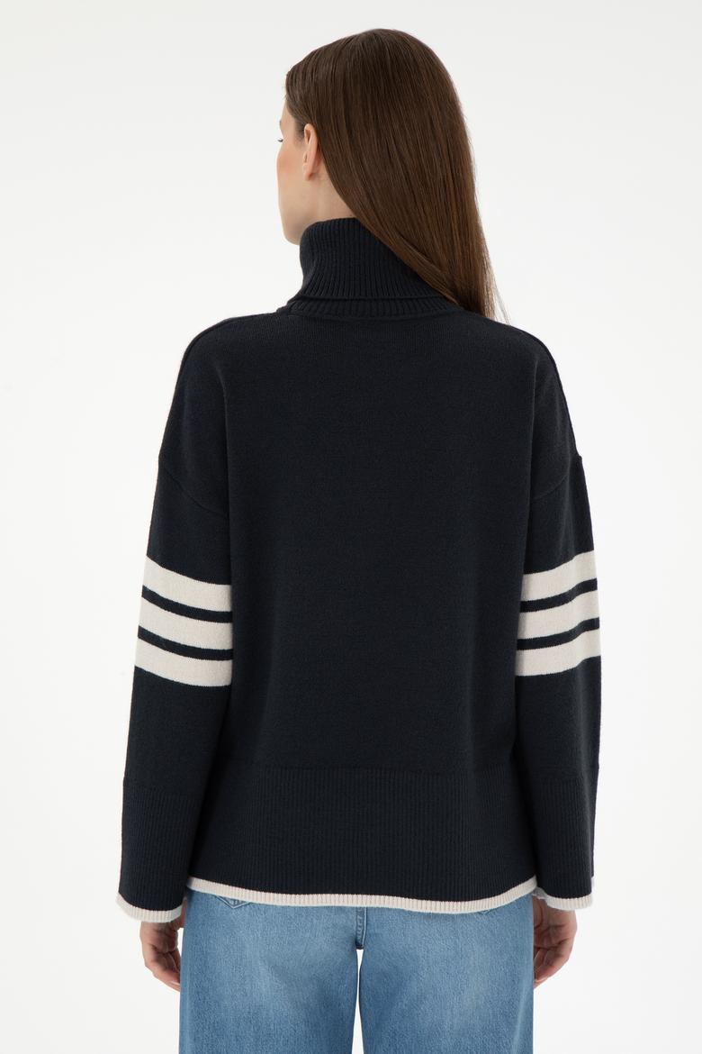 Kadın Lacivert Boğazlı Kazak - 50297109007