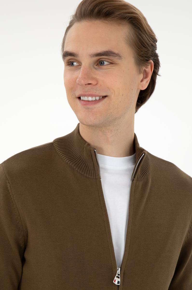 Erkek Haki Basic Triko Hırka