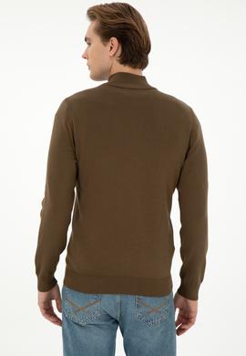 Erkek Haki Basic Triko Hırka - 50298268051