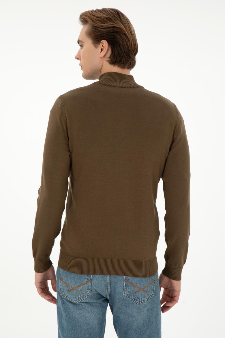 Erkek Haki Basic Triko Hırka - 50298268051