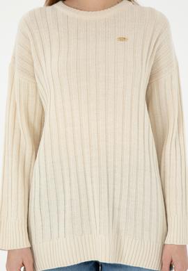 Kadın Krem Bisiklet Yaka Kazak - 50297092005