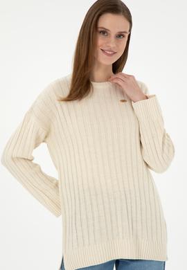 Kadın Krem Bisiklet Yaka Kazak - 50297092005