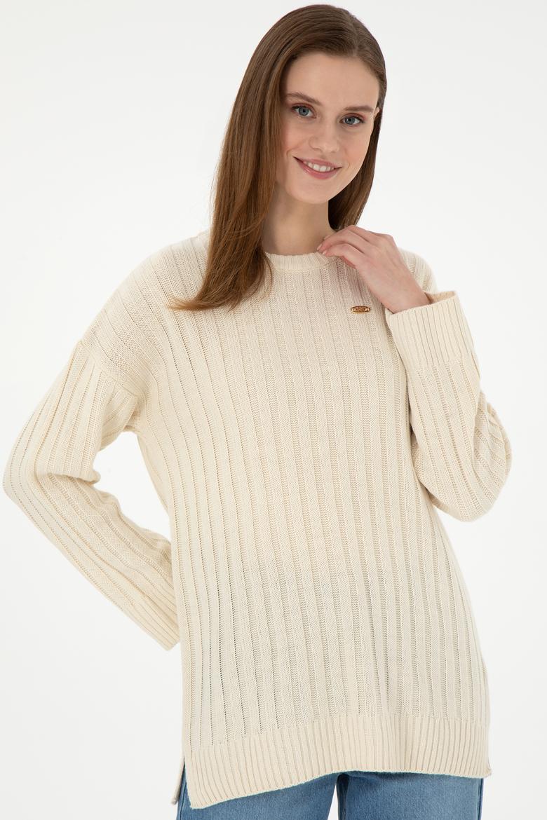 Kadın Krem Bisiklet Yaka Kazak - 50297092005