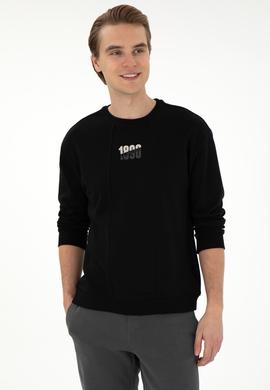 Erkek Comfort Fit Bisiklet Yaka Siyah Sweatshirt - 50293430011
