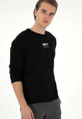 Erkek Comfort Fit Bisiklet Yaka Siyah Sweatshirt - 50293430011