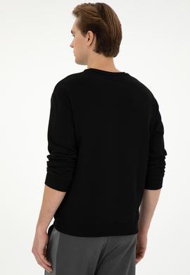 Erkek Comfort Fit Bisiklet Yaka Siyah Sweatshirt - 50293430011