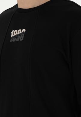 Erkek Comfort Fit Bisiklet Yaka Siyah Sweatshirt - 50293430011