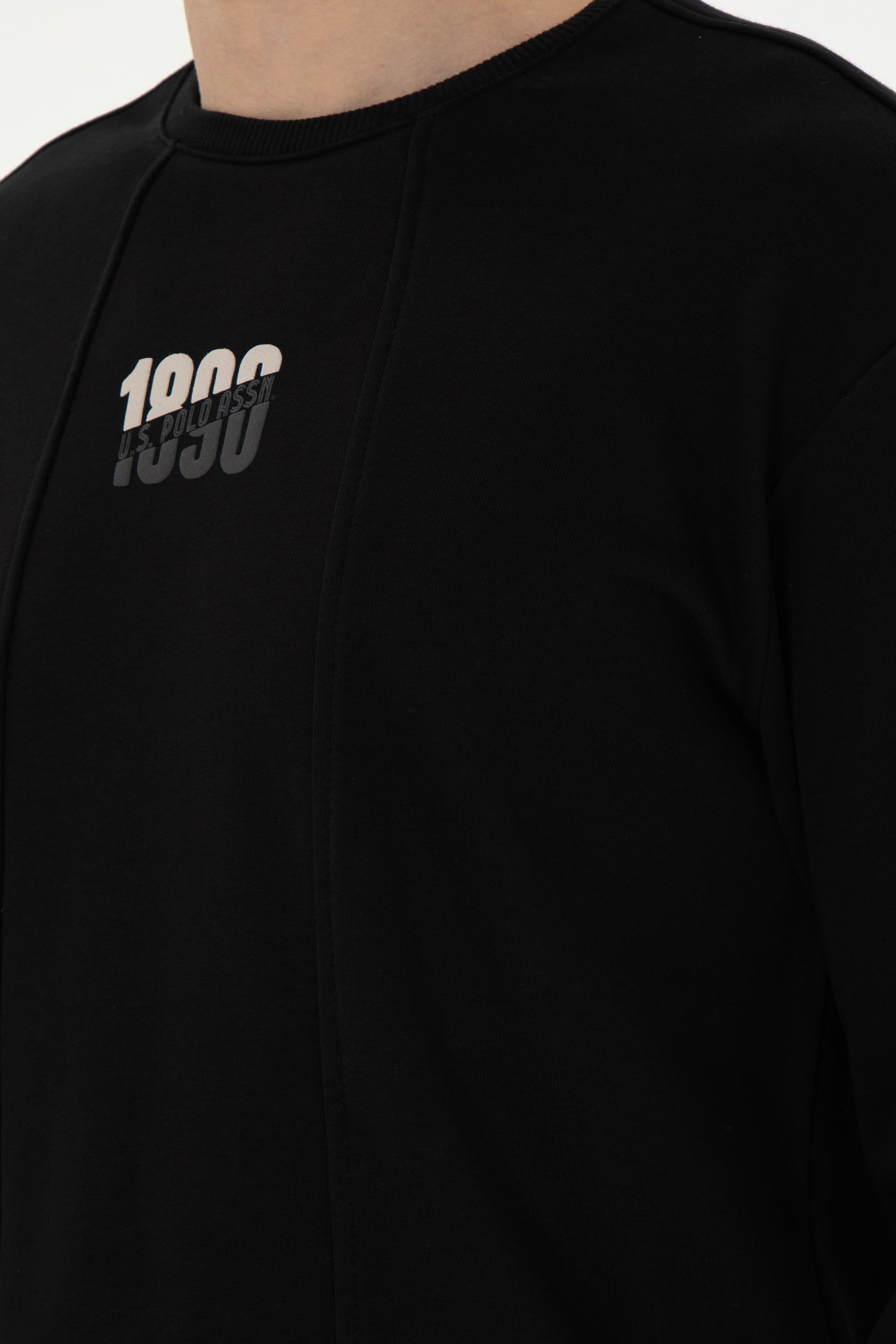 Erkek Comfort Fit Bisiklet Yaka Siyah Sweatshirt - Image 7