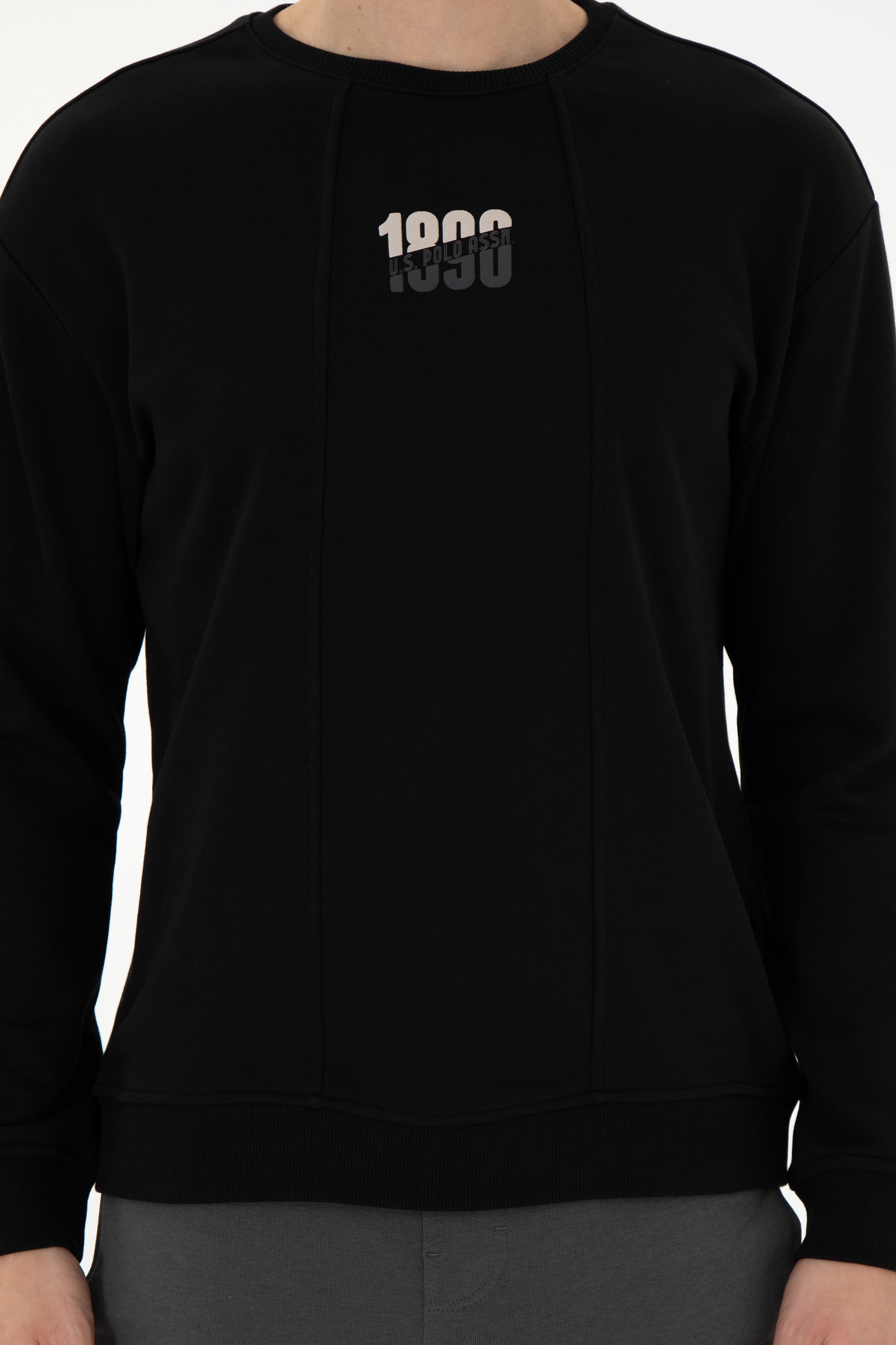 Erkek Comfort Fit Bisiklet Yaka Siyah Sweatshirt