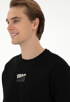 Erkek Comfort Fit Bisiklet Yaka Siyah Sweatshirt - 50293430011