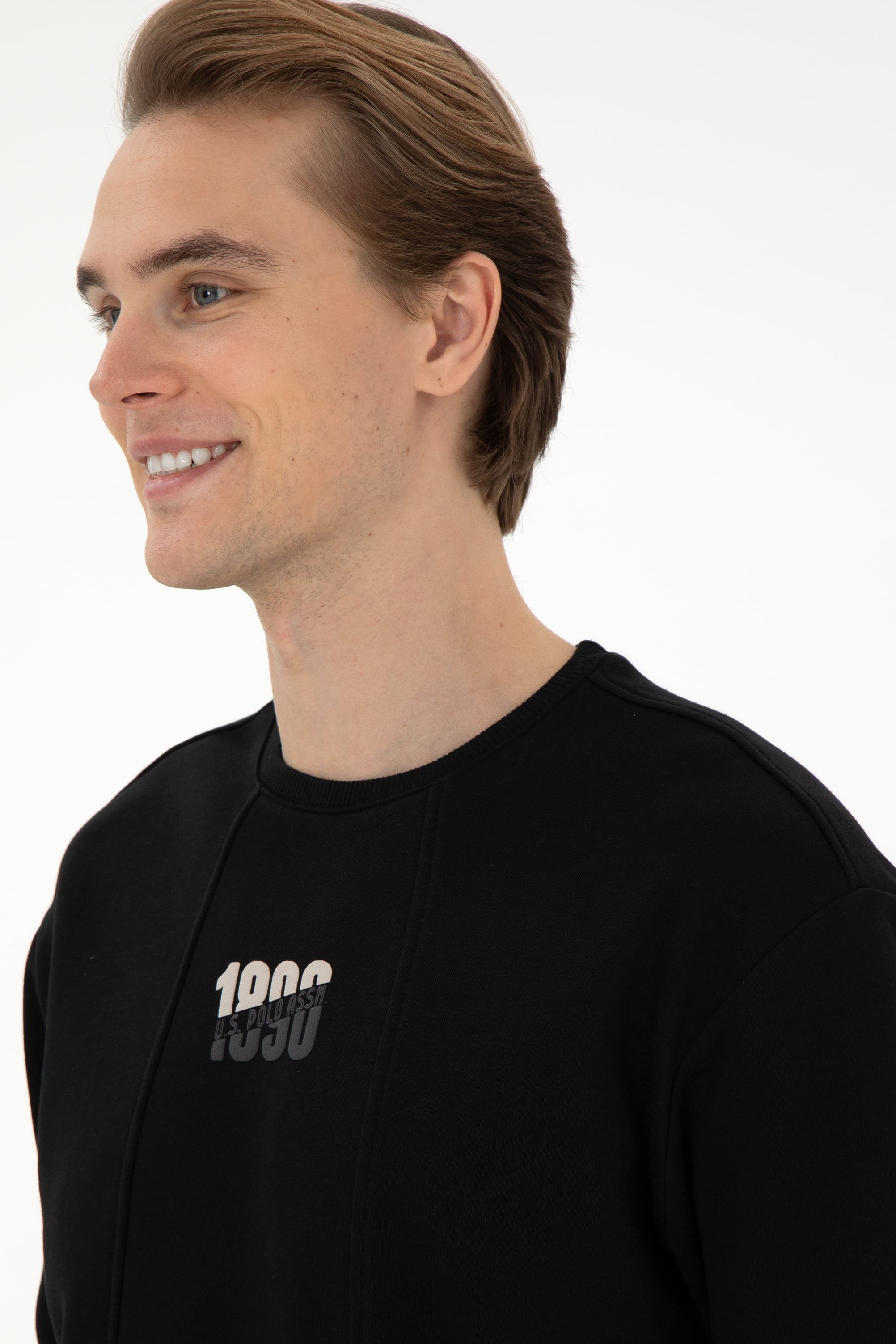Erkek Comfort Fit Bisiklet Yaka Siyah Sweatshirt