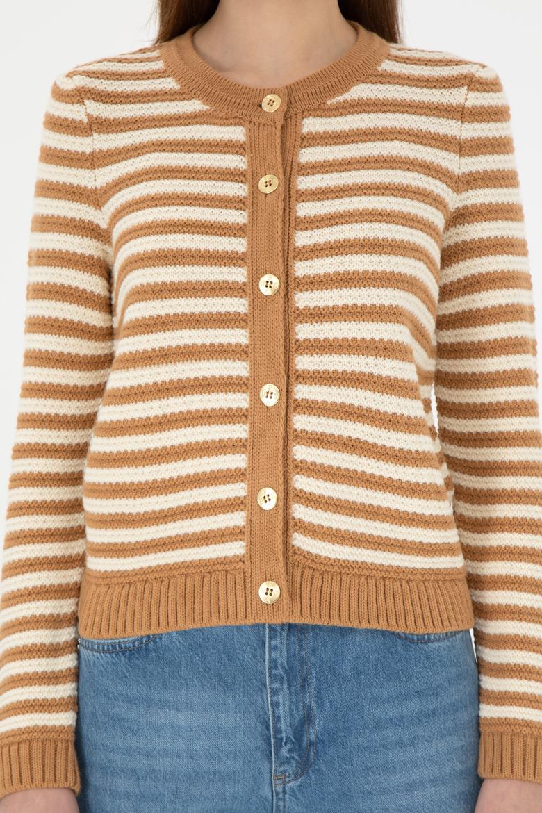 Kadın Camel Triko Hırka - 50297119018