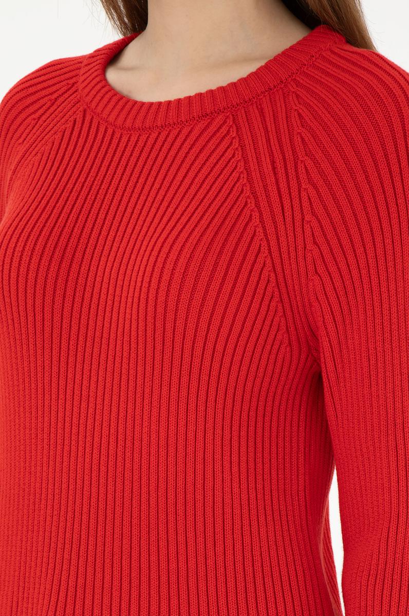 Kadın Kırmızı Bisiklet Yaka Kazak