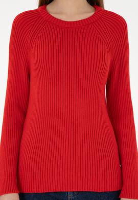 Kadın Kırmızı Bisiklet Yaka Kazak - 50297095038