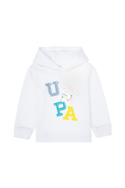 Kız Çocuk Beyaz Kapüşonlu Sweatshirt