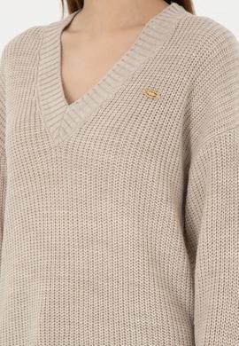 Kadın Taş Melanj V Yaka Kazak - 50297120017