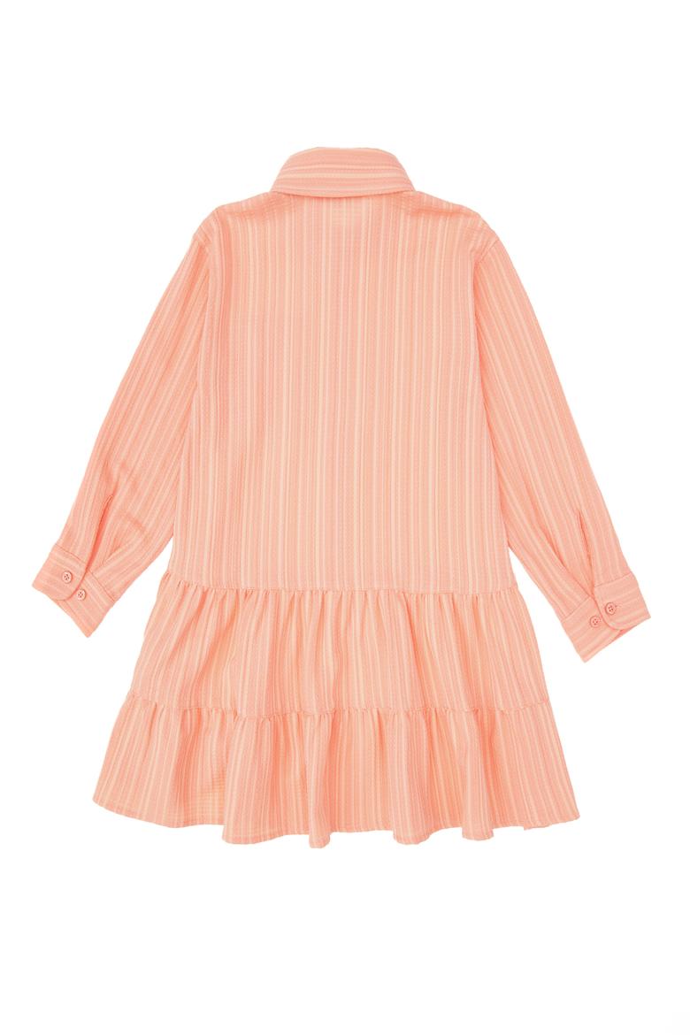 Kız Çocuk Somon Dokuma Gömlek Elbise - 50297418002