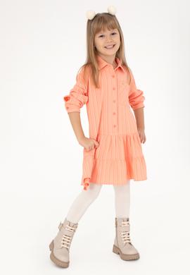 Kız Çocuk Somon Dokuma Gömlek Elbise - 50297418002