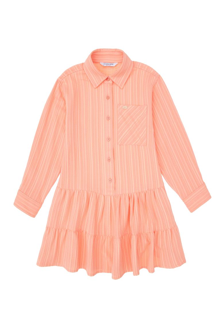 Kız Çocuk Somon Dokuma Gömlek Elbise - 50297418002