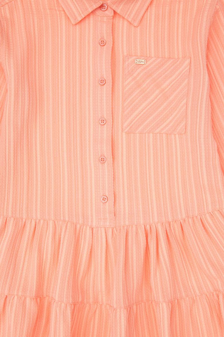 Kız Çocuk Somon Dokuma Gömlek Elbise - 50297418002