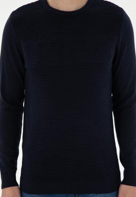 Erkek Slim Fit Bisiklet Yaka Lacivert Kazak - 50293089008