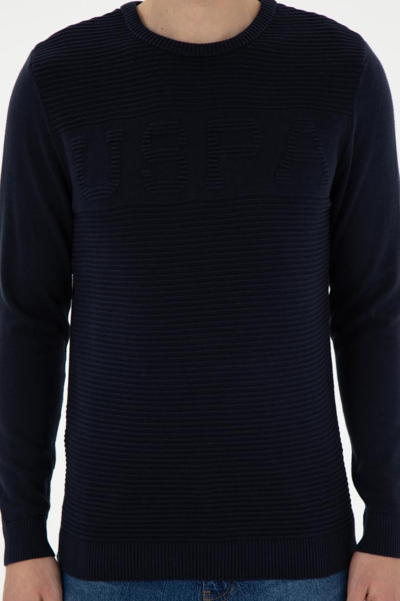 Erkek Slim Fit Bisiklet Yaka Lacivert Kazak - 50293089008