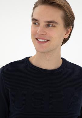 Erkek Slim Fit Bisiklet Yaka Lacivert Kazak - 50293089008